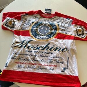 Moschino Red White & Gold Stripe Graphic women’s tee